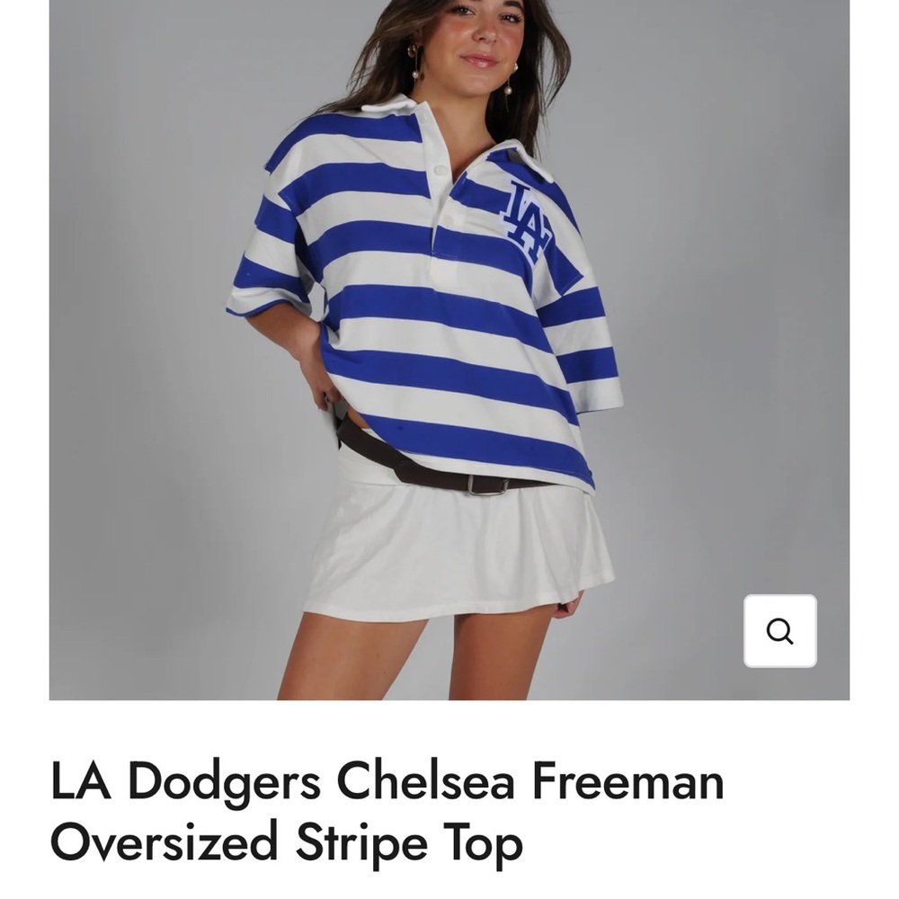 NWT 💙 Dodgers Striped Blue and White Women's Oversized Polo